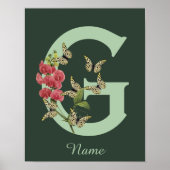 Butterflies Flower Monogram Initial G Personalized ポスター (正面)
