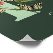 Butterflies Flower Monogram Initial H Personalized ポスター (角)