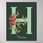 Butterflies Flower Monogram Initial H Personalized ポスター (正面)