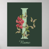 Butterflies Flower Monogram Initial I Personalized ポスター (正面)