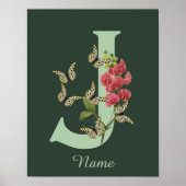 Butterflies Flower Monogram Initial J Personalized ポスター (正面)