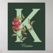 Butterflies Flower Monogram Initial K Personalized ポスター (正面)