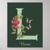 Butterflies Flower Monogram Initial L Personalized ポスター (正面)