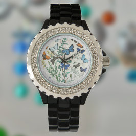 Butterflies Illustration on a Watch 腕時計