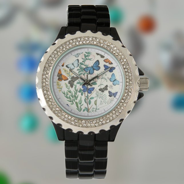 Butterflies Illustration on a Watch 腕時計 (クリエイターアップロード済み)