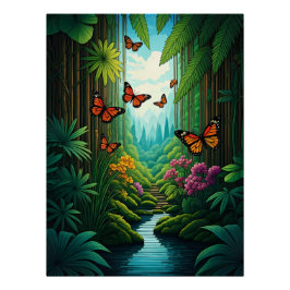 Butterflies in a Lush Jungle ポスター