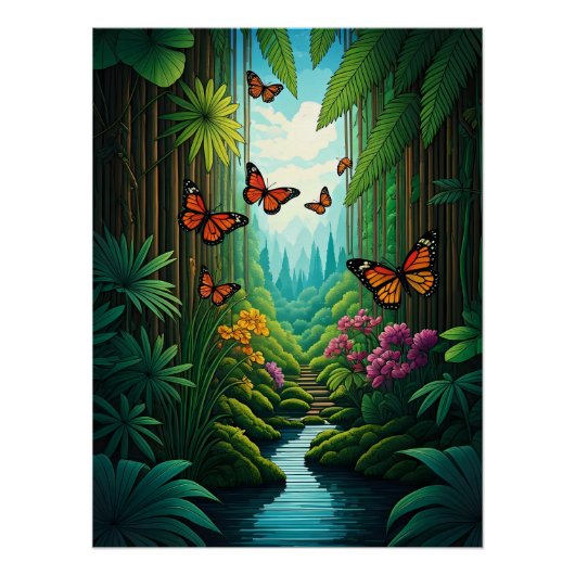 Butterflies in a Lush Jungle ポスター (正面)