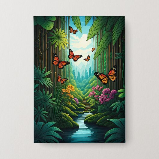 Butterflies in a Lush Jungle 缶バッジ (正面)