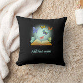 Butterflies in Book Throw Pillow クッション (ブランケット)