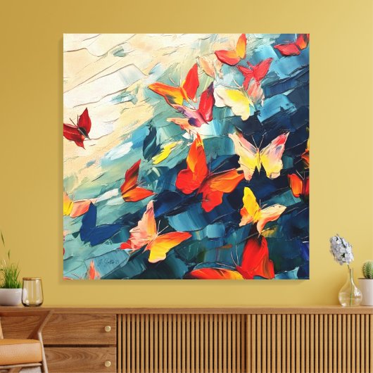 Butterflies in Motion – Expressive Abstract Flight キャンバスプリント (インサイチュ (リビング))