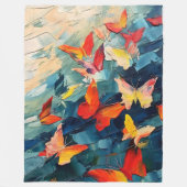 Butterflies in Motion – Expressive Abstract Flight フリースブランケット (正面)