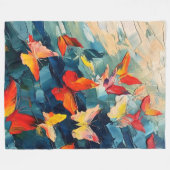 Butterflies in Motion – Expressive Abstract Flight フリースブランケット (正面(横))