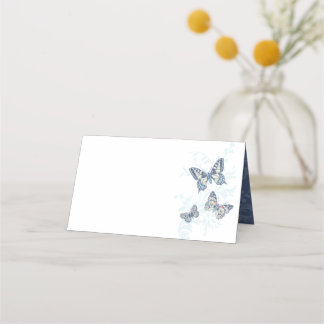Butterflies inked hand art blue wedding guest  プレイスカード