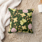 BUTTERFLIES n FLOWERS THROW PILLOW クッション (ブランケット)