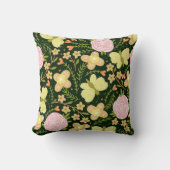 BUTTERFLIES n FLOWERS THROW PILLOW クッション (正面)