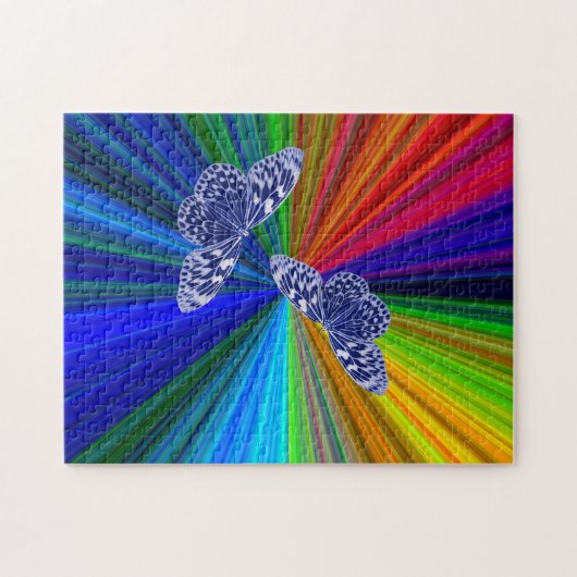 Butterflies on rainbow colors ジグソーパズル (横)