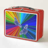 Butterflies on rainbow colors メタルランチボックス (正面)