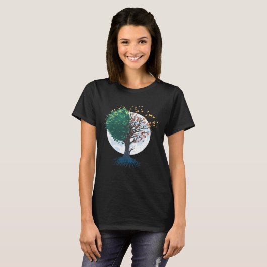 Butterflies on Tree Forest Graphic for Men Women C Tシャツ (正面フル)
