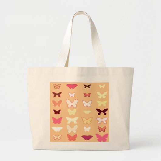 Butterflies, orange, yellow and coral ラージトートバッグ (正面)