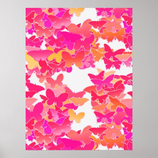 Butterflies, pink, fuchsia and coral ポスター (正面)
