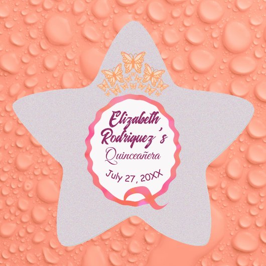 Butterflies Princess Tiara Crown Party Fifteenth 星シール