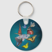 butterflies sobriety symbol acrylic round keychain キーホルダー (正面)