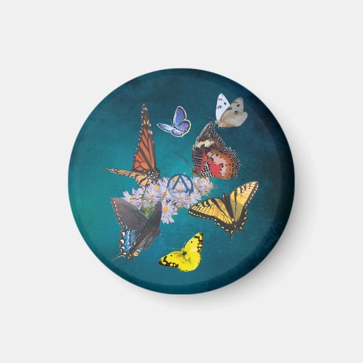 butterflies sobriety symbol round magnet マグネット (正面)