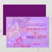 Butterflies & Stars バット・ミツバ祭りのご招待 招待状 (正面/裏面)