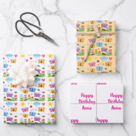 Butterflies Summer them Birthday  ラッピングペーパーシート