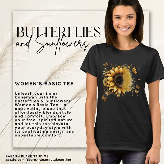 Butterflies & Sunflowers Women's Basic Tee Tシャツ