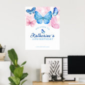 Butterflyの誕生日おめでとうウェルカムボード ポスター (ホームオフィス)