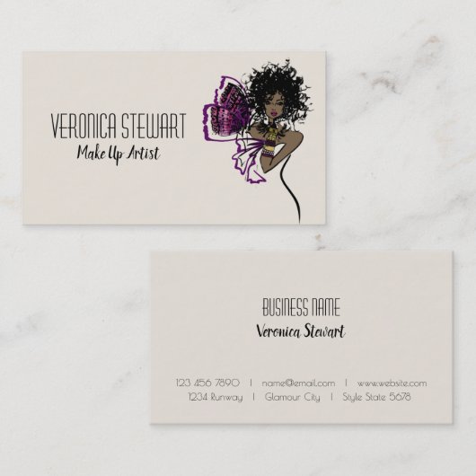 Butterfly美しいの黒い女性 名刺 (正面/裏面)