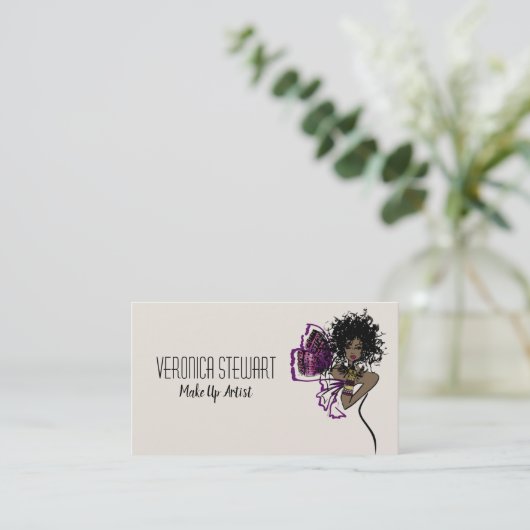 Butterfly美しいの黒い女性 名刺 (スタンド正面)