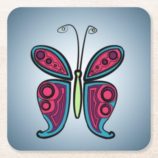 Butterfly スクエアペーパーコースター (正面)