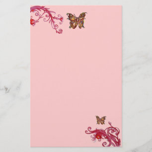 BUTTERFLY、赤ピンクバイオレット 便箋