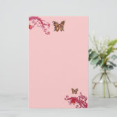BUTTERFLY、赤ピンクバイオレット 便箋 (スタンド正面)