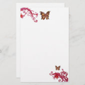 BUTTERFLY、赤白 便箋 (正面/裏面)