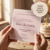 Butterfly 1st Birthday Invitation Pink Floral 招待状