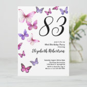 Butterfly 83rd Birthday Invitation in Pink /Purple 招待状 (スタンド正面)