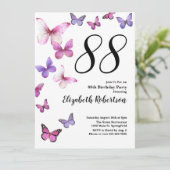 Butterfly 88th Birthday Invitation in Pink /Purple 招待状 (スタンド正面)