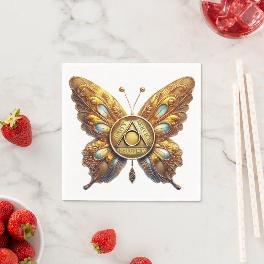 Butterfly AA Unity | 12 Step Recovery Slogan スタンダードカクテルナプキン (インサイチュ)