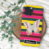  Butterfly abstract retro stripes hipster minimal Case-Mate iPhoneケース