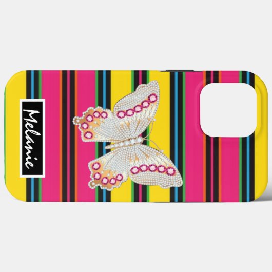  Butterfly abstract retro stripes hipster minimal Case-Mate iPhoneケース (裏面 (横))