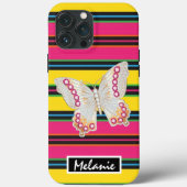  Butterfly abstract retro stripes hipster minimal Case-Mate iPhoneケース (裏面)