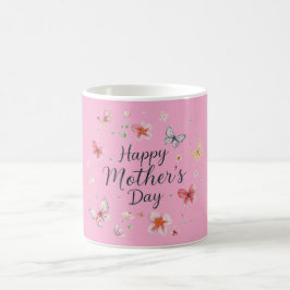 Butterfly and Floral Happy Mother's Day  コーヒーマグカップ