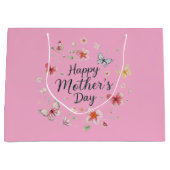Butterfly and Floral Happy Mother's Day  ラージペーパーバッグ (正面)