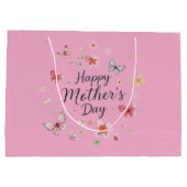 Butterfly and Floral Happy Mother's Day  ラージペーパーバッグ (裏面)