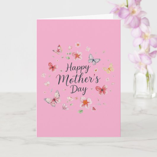 Butterfly and Floral Happy Mother's Day Card カード (蘭)