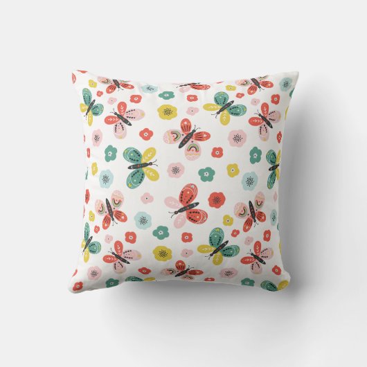 Butterfly And Floral Pattern  クッション (裏面)