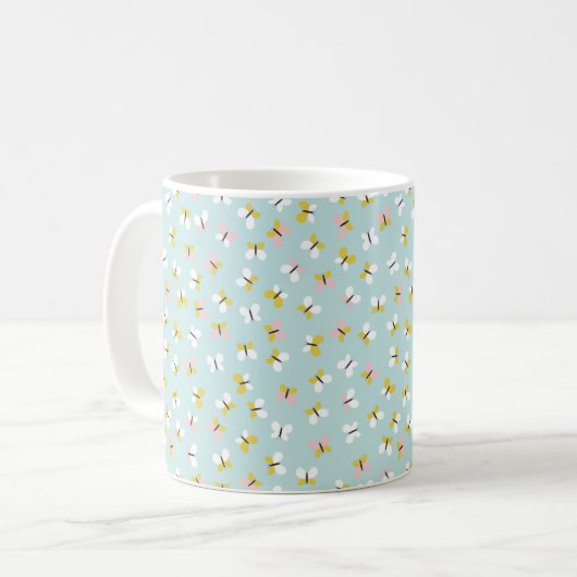 Butterfly And Floral Pattern コーヒーマグカップ (正面左)